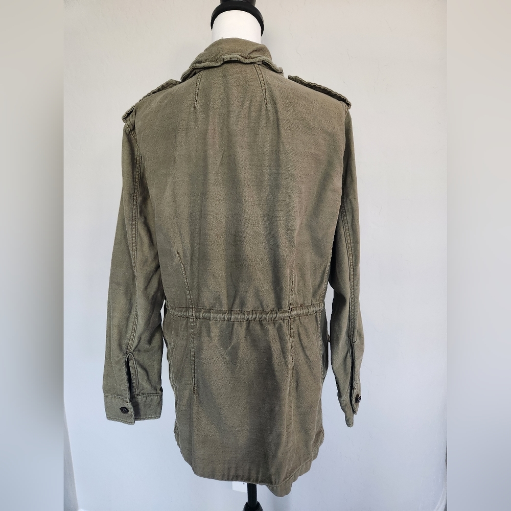 Free People Not Your Brothers Surplus Jacket Pockets Drawstring Waist Olive Sz M - Picture 4 of 12